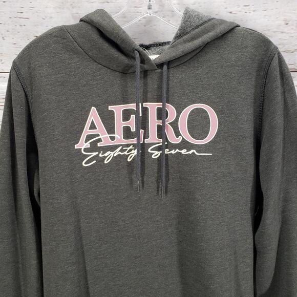 Aeropostale New Eighty Seven Gray Pullover Hoodie Size Medium - Picture 6 of 11